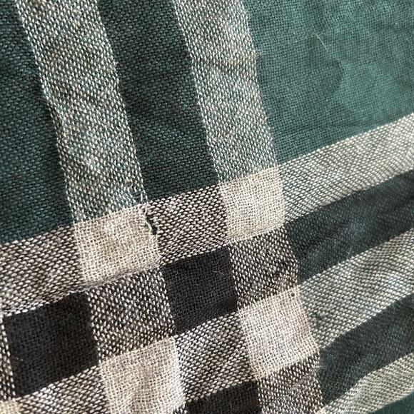 Burberry Plaid Checkered Scarf Green Black Merino Wool Wrap Unisex OS Winter - Picture 9 of 9